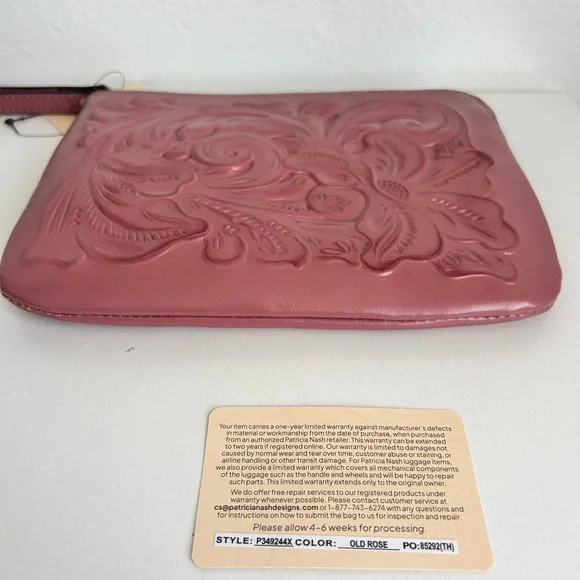 Patricia Nash Cassini Tool Old Rose Italian Leather Wristlet Clutch NWT - Picture 6 of 8